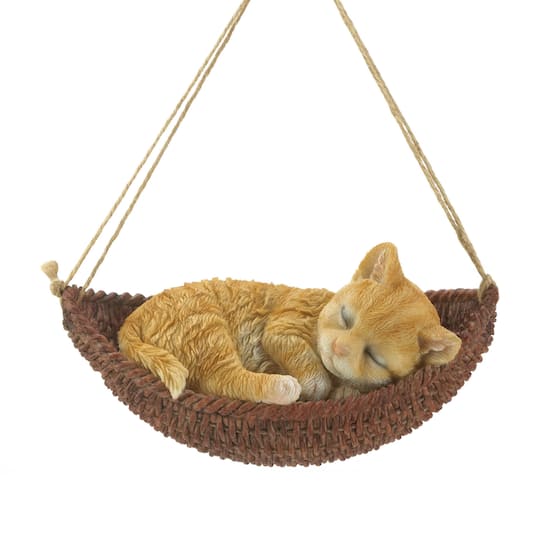 7" Napping Cat on Hammock Figurine